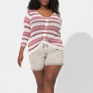 NWT Torrid Open Stitch Pullover V-Neck Cinched Front Sweater size 2/2X